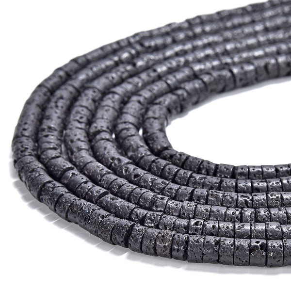 Lava Volcanic Gemstone Heshi Rondelle Slice 4X2MM Loose Beads 14.5 inch Full Strand (80019471-P105)