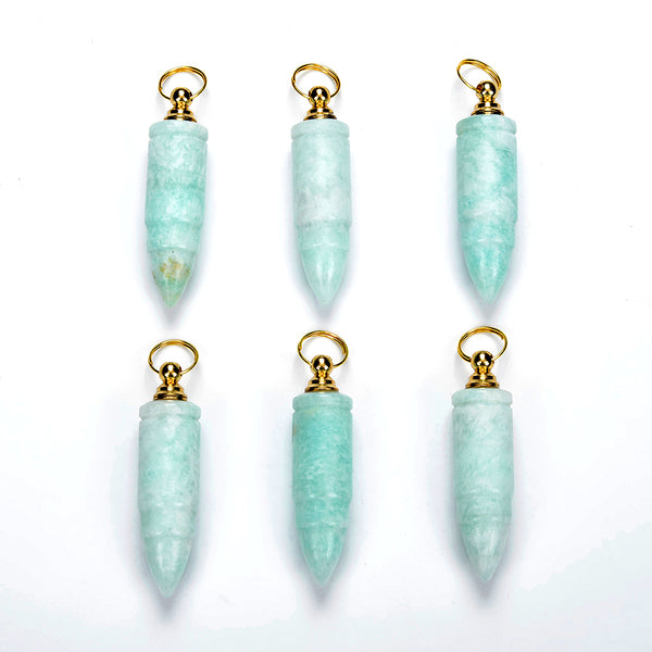 53X14MM Natural Peruvian Amazonite Gemstone Perfume Bottle Pendant Bullet Point, Essential Oil Bottle Beads 1 Bead (80017254-P72)