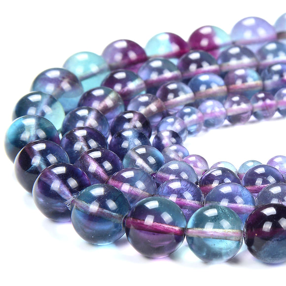 Natural Fluorite Purple Blue Gemstone Grade AAA Round 5MM 7MM 8MM 9MM Loose Beads (D333)