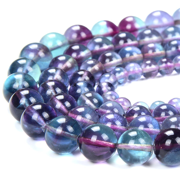 Natural Fluorite Purple Blue Gemstone Grade AAA Round 5MM 7MM 8MM 9MM Loose Beads (D333)