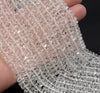 8X3mm Clear Quartz Rock Crystal Gemstone Grade AAA Faceted Rondelle Saucer Loose Beads 15 inch Full Strand (90187606-701 A)