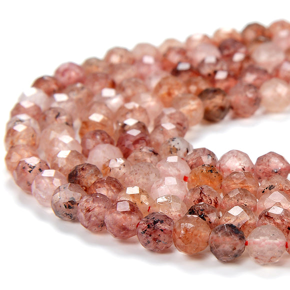 4MM Natural Strawberry Quartz Gemstone Grade AAA Micro Faceted Round Loose Beads 15 inch Full Strand (80017474-P78)