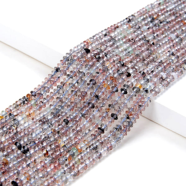 3X2MM Natural Super Seven Lepidocrocite Gemstone Grade AAA Bicone Faceted Rondelle Saucer Loose Beads 15 inch Full Strand (80009472-P34)