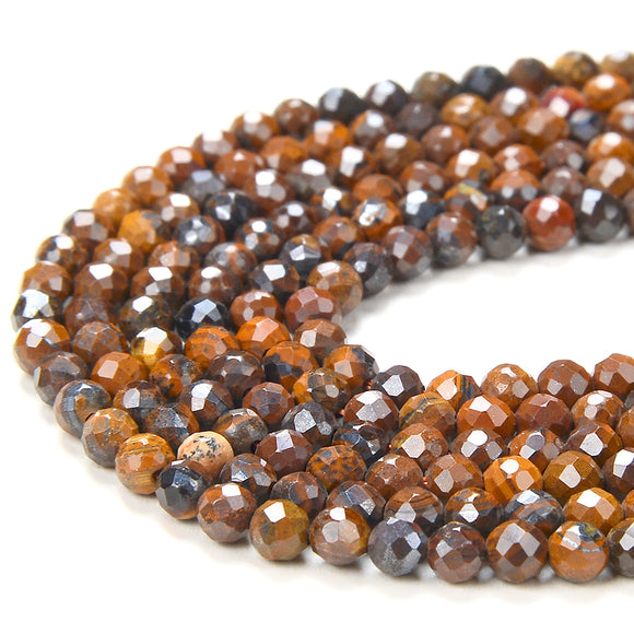 3MM Natural Iron Tiger Eye Gemstone Grade AAA Micro Faceted Round Loose Beads 15 inch Full Strand (80016212-P49)