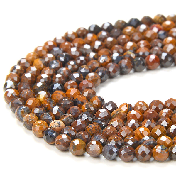 3MM Natural Iron Tiger Eye Gemstone Grade AAA Micro Faceted Round Loose Beads 15 inch Full Strand (80016212-P49)
