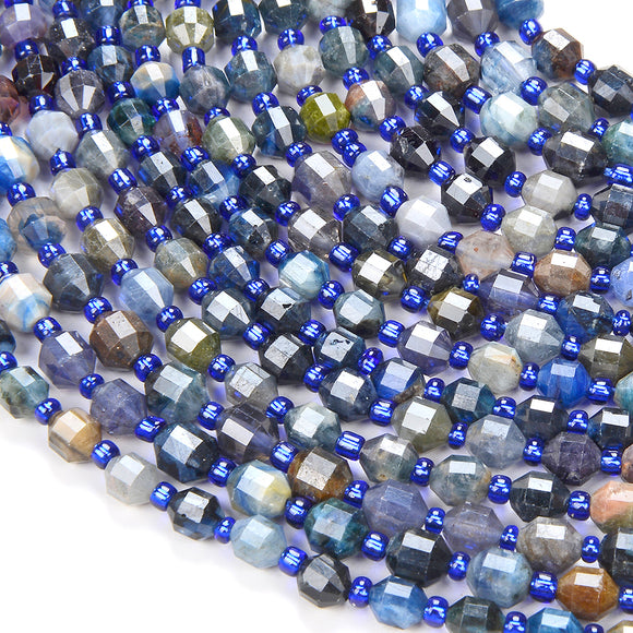 6MM  Kyanite Gemstone Grade A Faceted Prism Double Point Cut Loose Beads (D214)