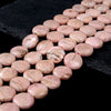 Natural Argentina Rhodochrosite Gemstone Grade A Flat Round Button 14MM 18MM 25MM Loose Beads (D352)