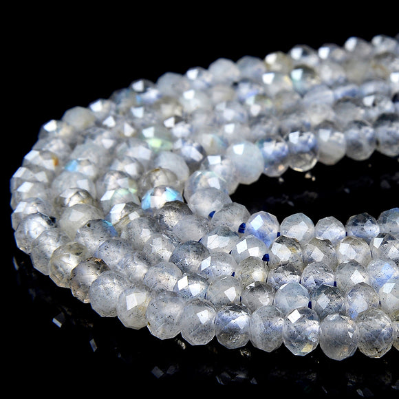 4X3MM Natural Labradorite Gemstone Grade AAA Micro Faceted Rondelle Loose Beads 15 inch Full Strand (80016395-P62)
