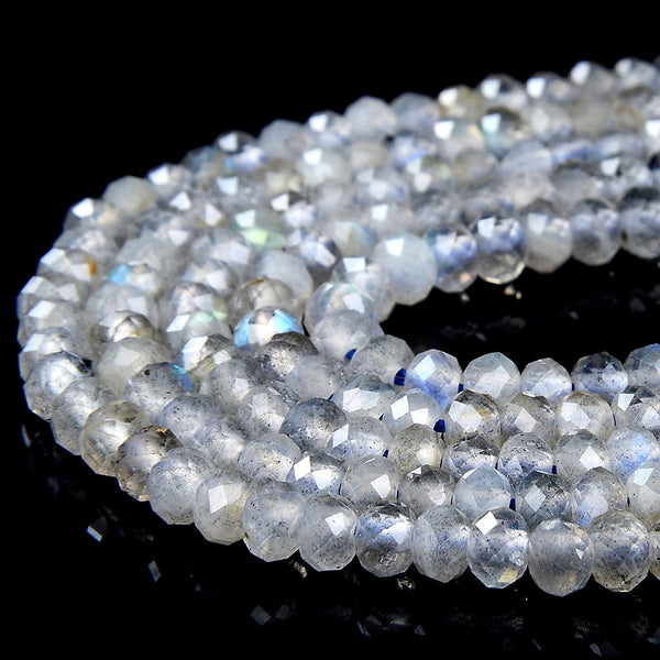 4X3MM Natural Labradorite Gemstone Grade AAA Micro Faceted Rondelle Loose Beads 15 inch Full Strand (80016395-P62)