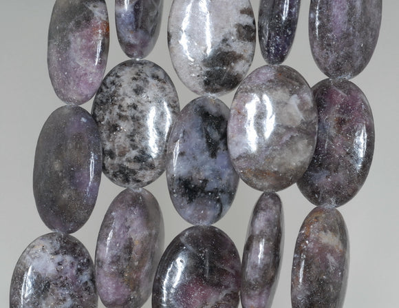 25X18mm Dark Purple Lepidolite Gemstone Grade AB Oval Loose Beads 7.5 inch Half Strand (90187908-663)