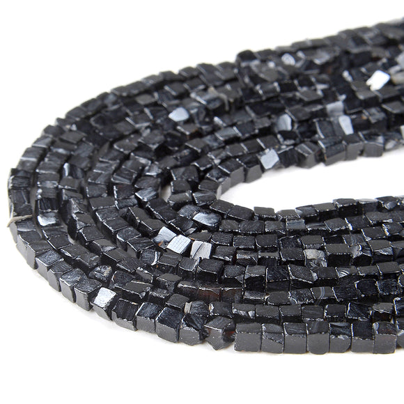 2MM Black Agate Gemstone Nugget Cube Loose Beads 15.5 inch Full Strand (80008881-P13)