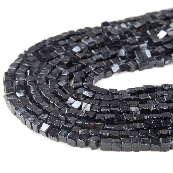 2MM Black Agate Gemstone Nugget Cube Loose Beads 15.5 inch Full Strand (80008881-P13)