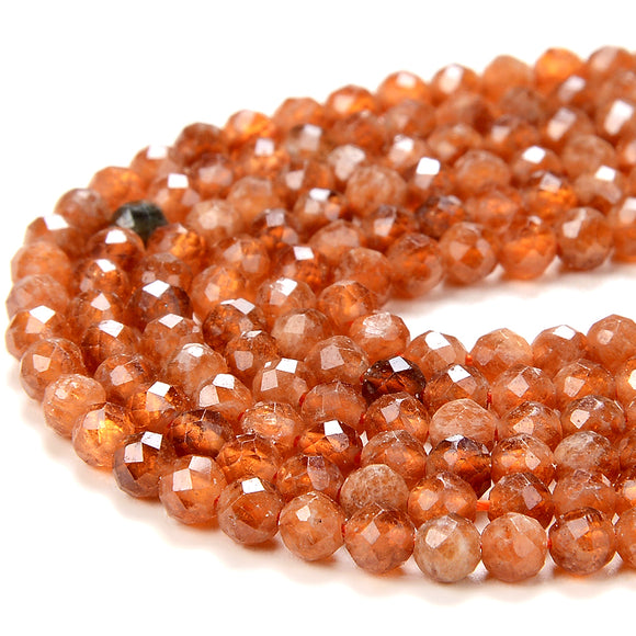 3MM Natural Hessonite Gemstone Micro Faceted Round Loose Beads 15 inch Full Strand (80016220-P50)