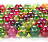 Rock Crystal Quartz Green Yellow Red Tourmaline Color Gemstone Grade AAA Round 12MM 16MMLoose Beads 7.5 inch Half Strand (D293)