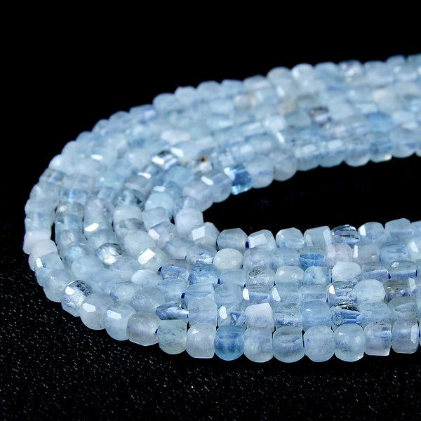 2MM Natural Aquamarine Gemstone Grade AAA Micro Faceted Diamond Cut Cube Loose Beads 15 inch Full Strand (80009237-P43)