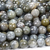 Natural Labradorite Gemstone Grade A Faceted Round 7MM 8MM 9MM 10MM 11MM 12MM 13MM 14MM Loose Beads (D409)