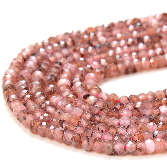 3X2MM Natural Rhodochrosite Gemstone Grade AA Micro Faceted Rondelle Loose Beads 15 inch Full Strand (80016377-P61)