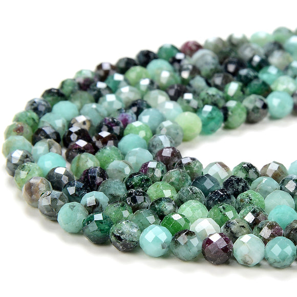 3-4MM Natural Emerald Ruby Gemstone Grade AA Micro Faceted Round Loose Beads 15 inch Full Strand (80016255-P52)