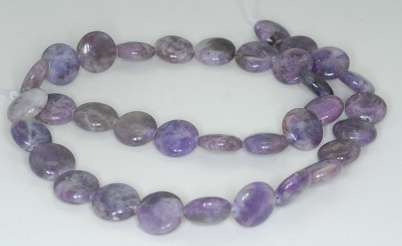 12mm Light Purple Lepidolite Gemstone Grade A Flat Round Loose Beads 16 inch Full Strand (90188298-656)
