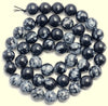10 Strands 6mm Cristobalite Snowflake Obsidian Gemstone Black White Round Loose Beads 15.5 inch Full Strand BULK LOT (90184151-355 x10)