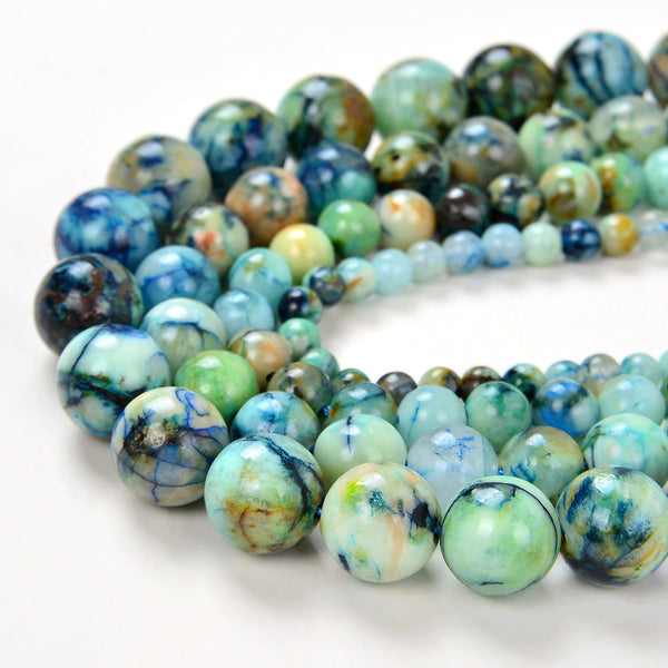 Chrysocolla Azurite Gemstone Round 4mm 6mm 8mm 10mm Loose Bead (A278)