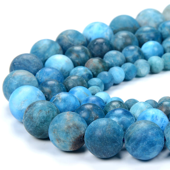 Natural Matte Apatite Gemstone Grade AA Round 4MM 5MM 6MM 7MM 8MM 9MM 10MM 11MM 12MM Loose Beads (D337 D338)