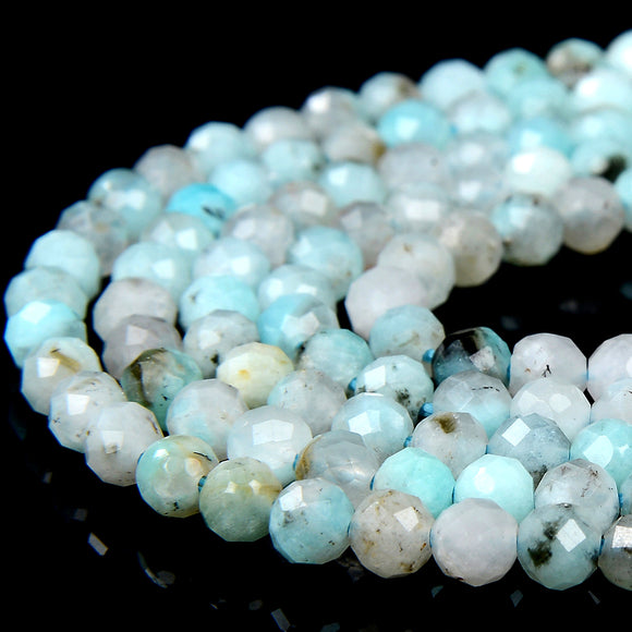 Natural Peruvian Amazonite Gemstone Grade A Micro Faceted Round 2MM 3MM 4MM 5MM Loose Beads (P69)