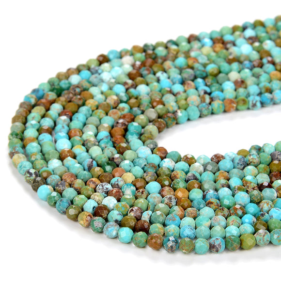 2MM Natural Turquoise Gemstone Grade AAA Micro Faceted Round Loose Beads 15 inch Full Strand (80008865-P13)