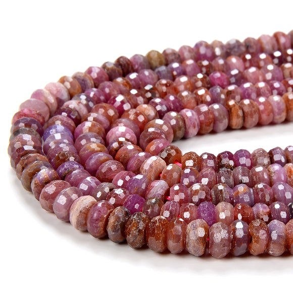 6X3MM Natural Ruby Gemstone Grade AA Micro Faceted Rondelle Loose Beads (P38)