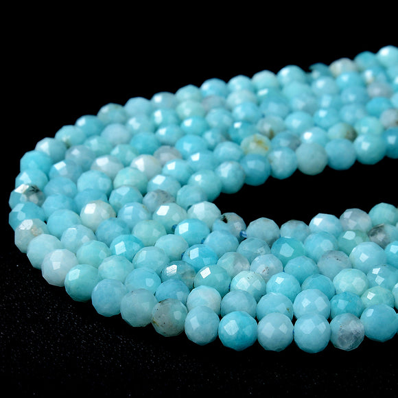 4-5MM Natural Amazonite Gemstone Grade AAA Micro Faceted Round Loose Beads (P46)