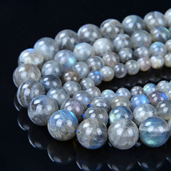 Natural Labradorite Gemstone Blue Flash Grade AA 4mm 5mm 6mm 7mm 8mm 9mm 10mm 11mm 12mm Round Loose Beads Full Strand (A289)