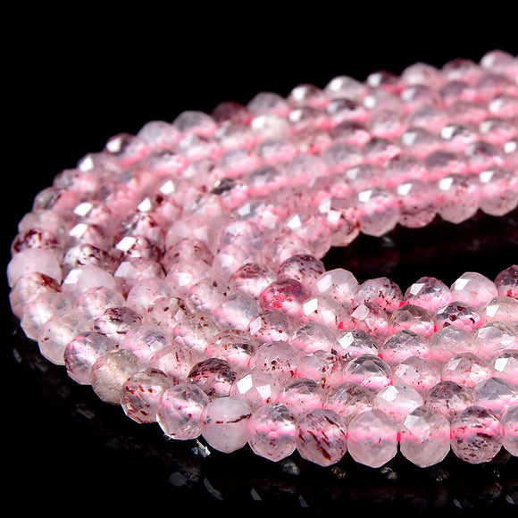 4X3MM Natural Strawberry Lepidocrocite Quartz Gemstone Grade AA Micro Faceted Rondelle Loose Beads 15 inch Full Strand (80016403-P62)