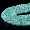 4MM Natural Peruvian Amazonite Gemstone Grade AA Micro Faceted Diamond Cut Cube Loose Beads (P40)