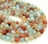 8mm Light Blue Brown Vein Agate Gemstone Faceted Round Loose Beads 15 inch Full Strand (80007511-A244)