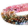 3MM Natural Multi Color Tourmaline Gemstone Grade AAA Micro Faceted Round Loose Beads 15 inch Full Strand (80009350-P26)