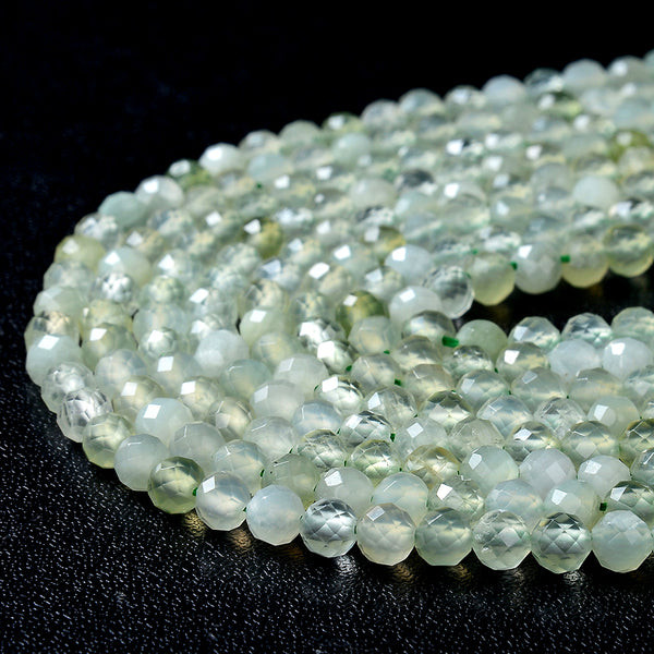 4-5MM Natural Prehnite Gemstone Grade AAA Micro Faceted Round Loose Beads 15 inch Full Strand (80009441-P33)