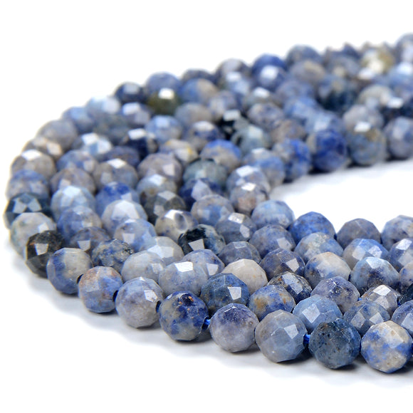 Natural Sodalite Gemstone Grade A Micro Faceted Round 3-4MM 4MM Loose Beads 15 inch Full Strand (P78)