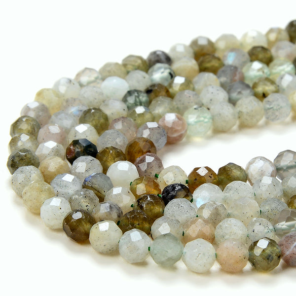 4MM Natural Labradorite Gemstone Grade A Micro Faceted Round Loose Beads 15 inch Full Strand (80016231-P51)