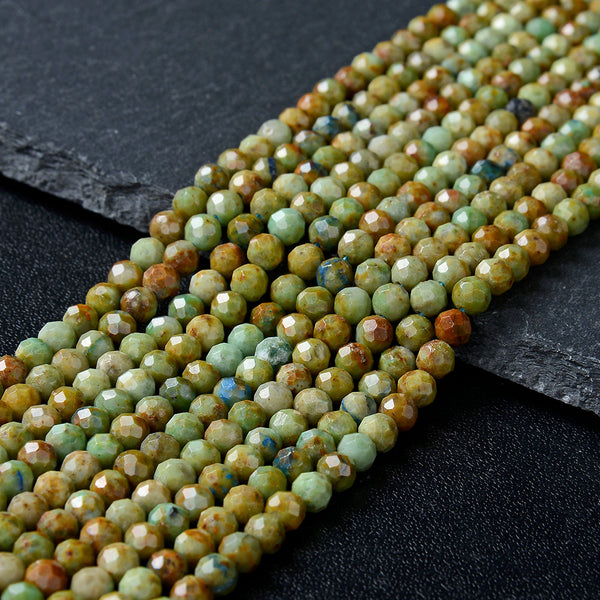 4MM Natural Chrysocolla Gemstone Grade A Micro Faceted Round Loose Beads 15 inch Full Strand (80009436-P32)