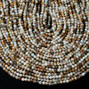 Natural Larimar White Brown Gemstone Micro Faceted Round 2MM 3MM 4MM Loose Beads 15.5 inch Full Strand (P28)