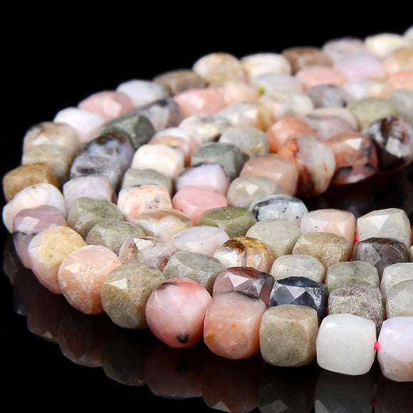 Natural Pink Opal Gemstone Grade A Micro Faceted Cube 4MM 5MM 6MM Loose Beads (P77)