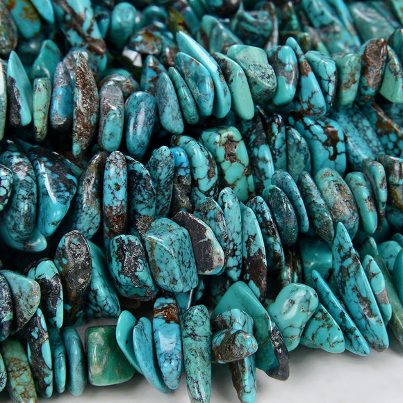 100% Natural Genuine Turquoise Blue Gemstone Pebble Nugget Chip 8-14MM Beads (D86)