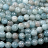 10MM Natural Aquamarine Gemstone Grade A Faceted Round Loose Beads (D334)