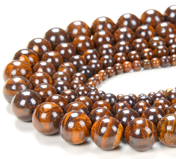 Natural Iron Boulder Opal Gemstone Grade AAA Round 4MM 5MM 6MM 7MM 8MM 9MM Loose Beads (D233)