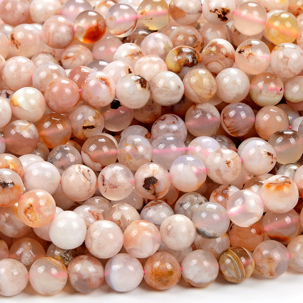 8MM Natural Sakura Agate Gemstone Round Loose Beads (D404)