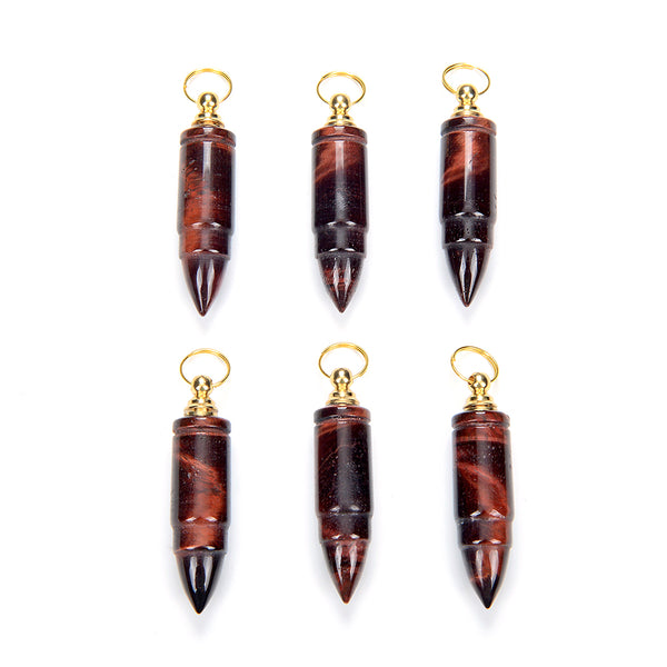 54X13MM Natural Red Tiger Eye Gemstone Perfume Bottle Pendant Bullet Point, Essential Oil Bottle Beads 1 Bead (80017262-P72)