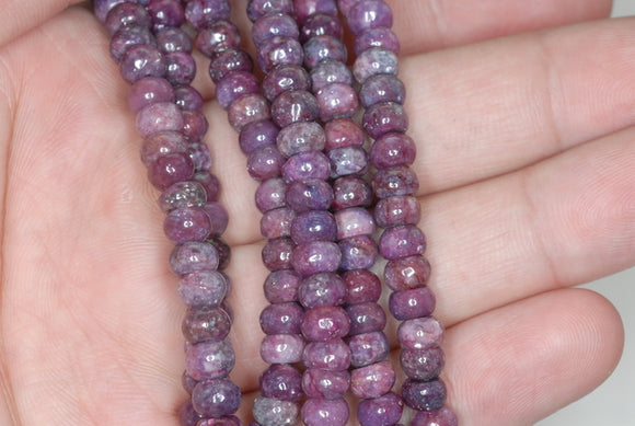 6X4mm Voilet Purple Lepidolite Gemstone Grade A Rondelle Loose Beads 16 inch Full Strand (90188002-673)