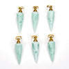 49X15MM Natural Green Moonstone Gemstone Perfume Bottle Pendant Hexagon Healing Point, Essential Oil Bottle Beads 1 Bead (80017272-P73)