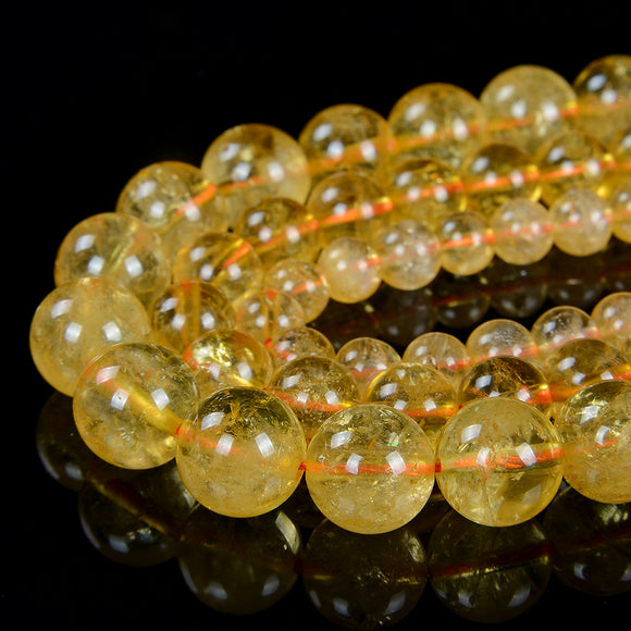 Natural Citrine Gemstone Grade AAA Round 6MM 8MM 10MM Loose Beads (D12)