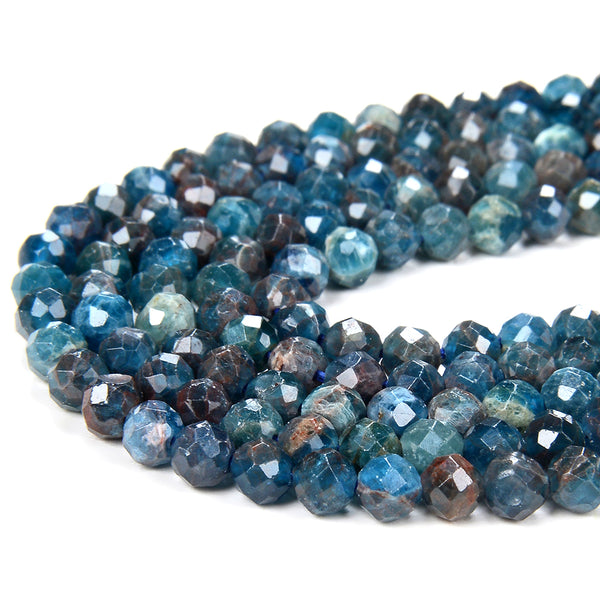 4MM Natural Deep Blue Apatite Gemstone Grade A Micro Faceted Round Loose Beads 15 inch Full Strand (80009432-P32)
